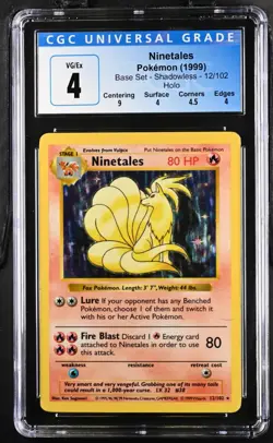 CGC 4 Ninetales 12/102 1999 Base Set Shadowless Holo Rare Pokemon Card - Image 1