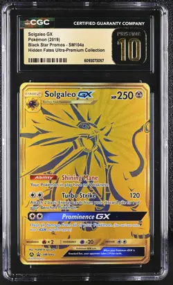 CGC 10 PRISTINE Solgaleo GX SM104a Hidden Fates UPC Black Star Promo Pokemon - Image 1