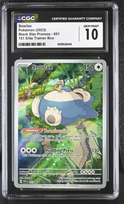 CGC 10 Snorlax 051 Black Star Promo 151 Elite Trainer Box Pokemon Card - Image 1