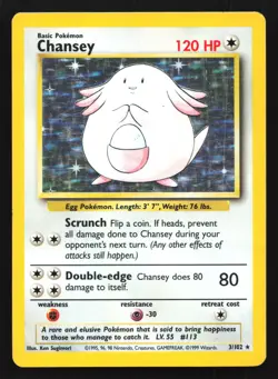 Chansey 3/102 Base Set Holo Rare Pokemon Card - Image 1