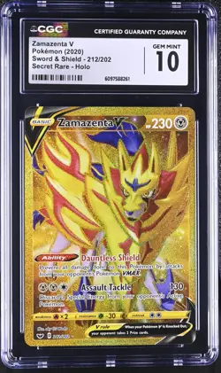 CGC 10 Zamazenta V 212/202 Sword & Shield Secret Rare Holo Pokemon Card - Image 1