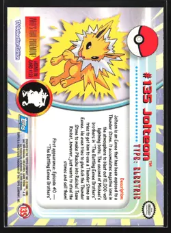 Jolteon 135 Topps TV Animation Series 3 Blue Logo Pokemon Card - Image 2