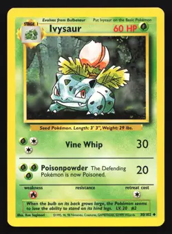 Ivysaur 30/102 Base Set Uncommon Pokemon Card - Image 1