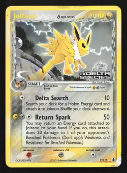 Jolteon (Delta Species) 7/113 Delta Species Holo Rare Pokemon Card *crease - Image 1