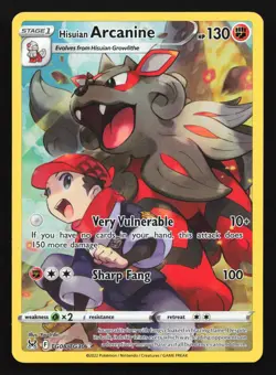 Hisuian Arcanine TG08 SWSH11 Lost Origin Trainer Gallery Ultra Rare Pokemon Card - Image 1