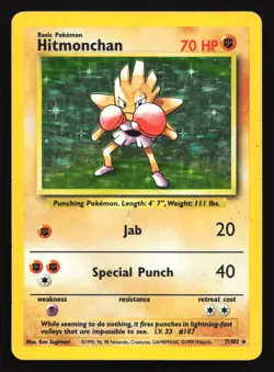Hitmonchan 7/102 Base Set Holo Rare Pokemon Card - Image 1