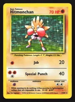 Hitmonchan 7/102 Base Set Holo Rare Pokemon Card - Image 1