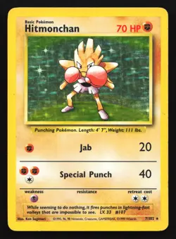 Hitmonchan 7/102 Base Set Holo Rare Pokemon Card - Image 1