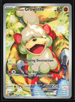 Hisuian Growlithe 181/167 Twilight Masquerade Illustration Rare Pokemon Card - Image 1