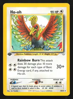 Ho-oh 18/64 Neo Revelation !st Edition Rare Pokemon Card - Image 1