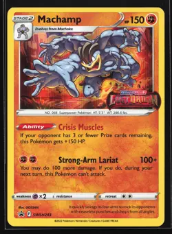 Machamp SWSH243 Lost Origin Prerelease Black Star Promo Pokemon Card - Image 1