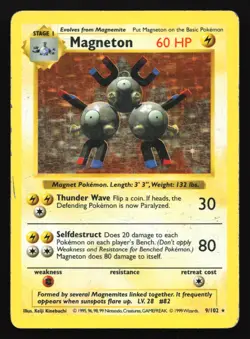 Magneton 9/102 Base Set (Shadowless) Holo Rare Pokemon Card - Image 1