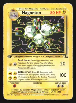 Magneton 26/62 Fossil 1st Edition Rare Pokemon Card - Image 1