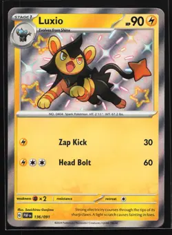Luxio 136/091 SV: Paldean Fates Shiny Holo Rare Pokemon Card - Image 1