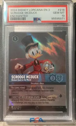 2024 Disney Lorcana Enchanted Scrooge McDuck 218/204 Inklands EN 3 PSA 10 - Image 1