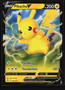 Pikachu V 086/264 SWSH08: Fusion Strike Ultra Rare Pokemon Card - Image 1