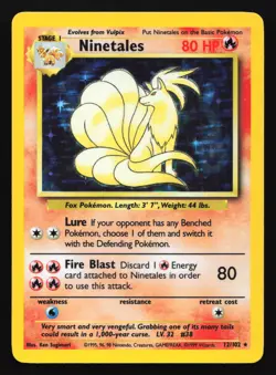 Ninetales 12/102 Base Set Holo Rare Pokemon Card - Image 1