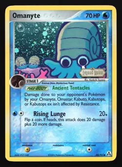Omanyte 60/92 Legend Maker STAMPED Reverse Holo Pokemon Card - Image 1