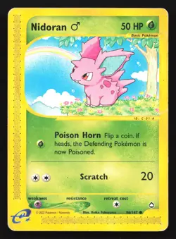 Nidoran M 96/147 Aquapolis Common Pokemon Card - Image 1