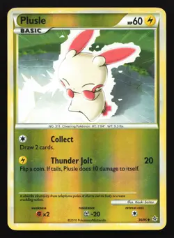 Plusle 36/95 Unleashed Reverse Holo Pokemon Card - Image 1