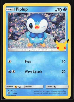 Piplup 20/25 McDonald's 25th Anniversary Holo Promo Pokemon Card - Image 1