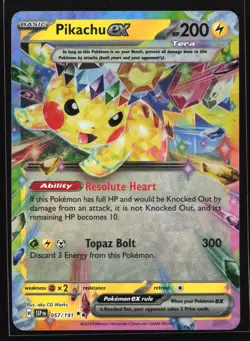 Pikachu ex 057/191 SV08: Surging Sparks Double Rare Pokemon Card - Image 1