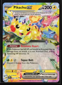 Pikachu ex 057/191 SV08: Surging Sparks Double Rare Pokemon Card - Image 1