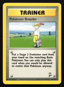 Pokemon Breeder 105/130 Base Set 2 Rare Pokemon Card - Image 1