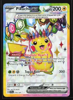 Pikachu ex 219/191 SV08: Surging Sparks Ultra Rare Pokemon Card - Image 1