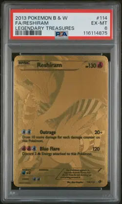 PSA 6 Reshiram 114/113 2013 Legendary Treasures Secret Rare Pokemon Card - Image 1