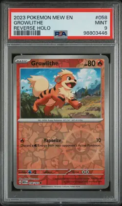 PSA 9 Growlithe 058/165 MEW EN-151 Reverse Holo Pokemon Card - Image 1
