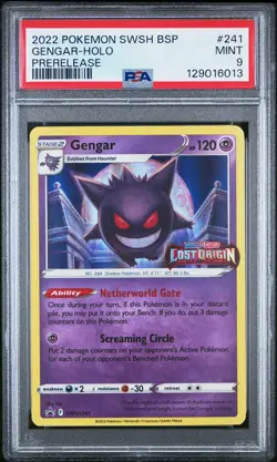 PSA 9 Gengar SWSH241 Lost Origin Prerelease Black Star Promo Pokemon Card - Image 1