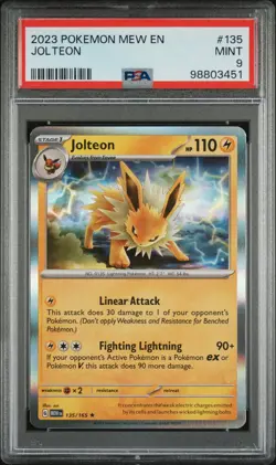 PSA 9 Jolteon 135/165 MEW EN-151 Holo Rare Pokemon Card - Image 1