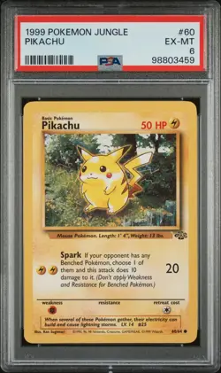 PSA 6 Pikachu 60/64 1999 Jungle Common Pokemon Card - Image 1