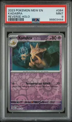 PSA 9 Kadabra 064/165 MEW EN-151 Reverse Holo Pokemon Card - Image 1