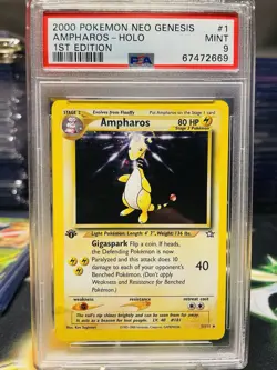 PSA 9 Ampharos 1/111 Neo Genesis 1st Edition Holo Rare Pokemon Card - Image 1