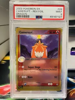 PSA 9 Camerupt 24/97 EX Dragon Reverse Holo Pokemon Card - Image 1