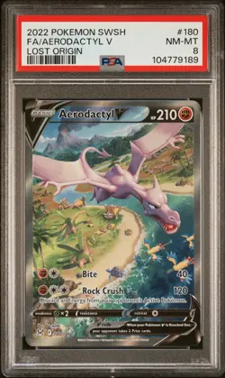 PSA 8 Aerodactyl V (Alternate Art) 180/196 Lost Origin Ultra Rare Pokemon Card - Image 1