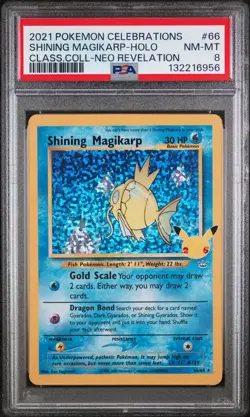 PSA 8 Shining Magikarp 66/64 Celebrations Classic Collection Holo Pokemon Card - Image 1