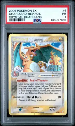 PSA 1 Charizard 4/100 Crystal Guardians STAMPED Reverse Holo Rare Pokemon Card - Image 1