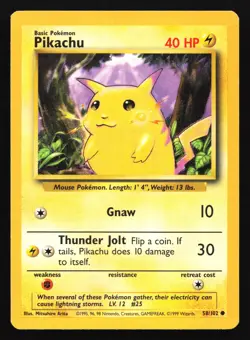 Pikachu 58/102 Base Set Common Pokemon Card - Image 1