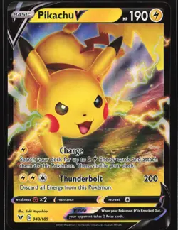 Pikachu V 043/185 SWSH04: Vivid Voltage Ultra Rare Pokemon Card - Image 1