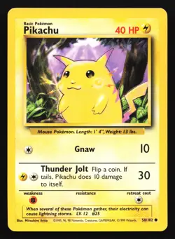 Pikachu 58/102 Base Set Common Pokemon Card - Image 1