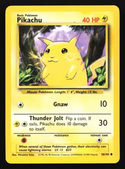 Pikachu 58/102 Base Set Common Pokemon Card - Image 1