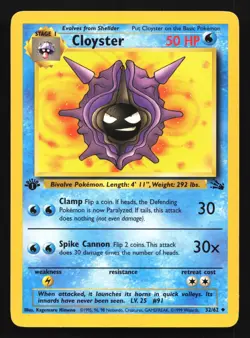 Pokemon Cloyster 32/62 WotC Fossil 1st Edition Uncommon LP - Image 1