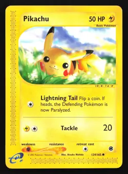 Pikachu 124/165 Expedition Common Pokemon Card - Image 1