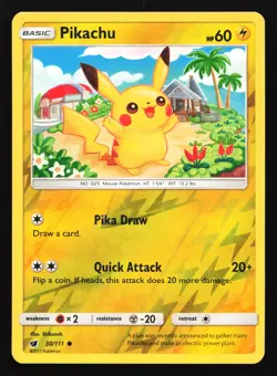 Pikachu 30/111 SM - Crimson Invasion Reverse Holo Pokemon Card - Image 1
