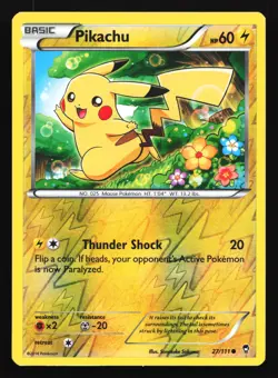 Pikachu 27/111 XY - Furious Fists Reverse Holo Pokemon Card - Image 1