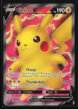 Pikachu V (Full Art) 170/185 SWSH04: Vivid Voltage Ultra Rare Pokemon Card - Image 1