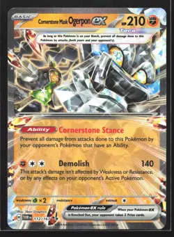 Pokemon Cornerstone Mask Ogerpon ex 112/167 Twilight Masquerade Double Rare NM - Image 1